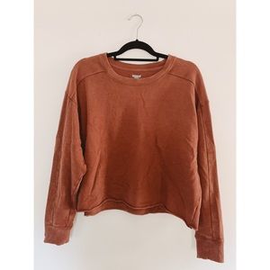 Aerie Distressed Cropped Rustic Orange Sweater